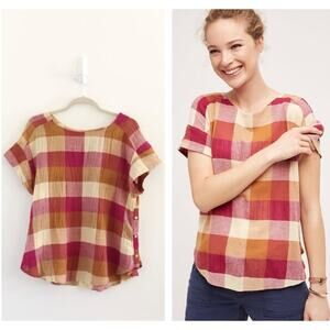 Anthropologie Isabella Sinclair Check Top Xsmall